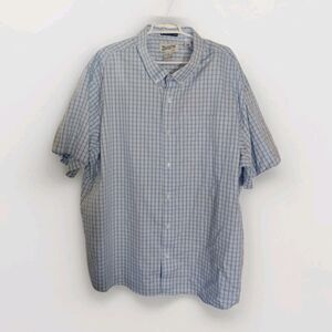 Duluth Trading Co Shirt Mens 3XL Button Down Short Sleeve 100% Cotton Blue